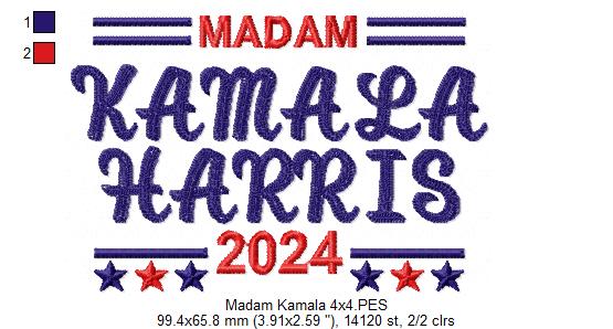 Madam Kamala Harris - Sketch Stitch - Machine Embroidery Design