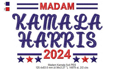 Madam Kamala Harris - Sketch Stitch - Machine Embroidery Design