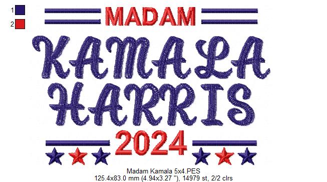 Madam Kamala Harris - Sketch Stitch - Machine Embroidery Design