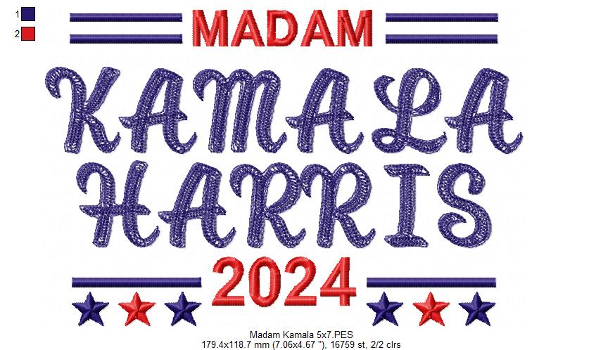 Madam Kamala Harris - Sketch Stitch - Machine Embroidery Design