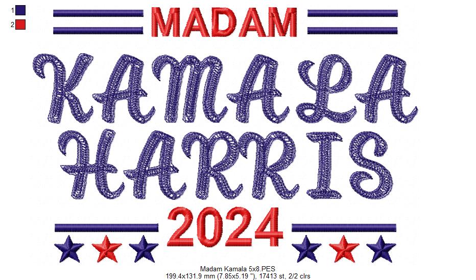 Madam Kamala Harris - Sketch Stitch - Machine Embroidery Design