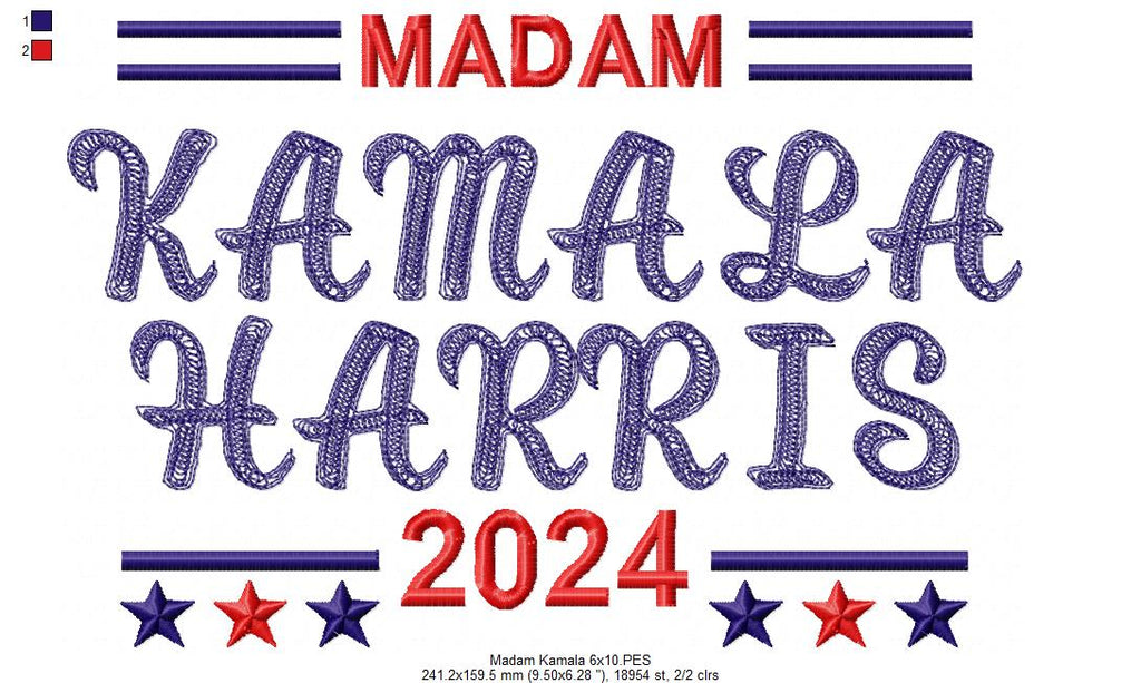 Madam Kamala Harris - Sketch Stitch - Machine Embroidery Design