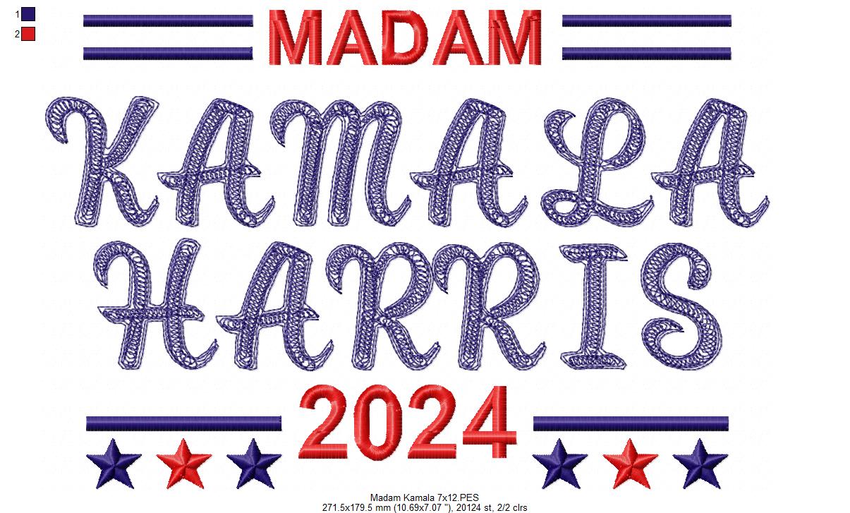 Madam Kamala Harris - Sketch Stitch - Machine Embroidery Design