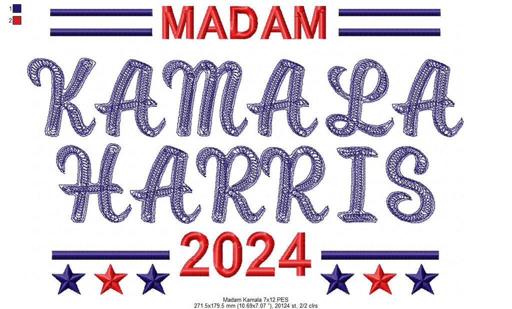 Madam Kamala Harris - Sketch Stitch - Machine Embroidery Design