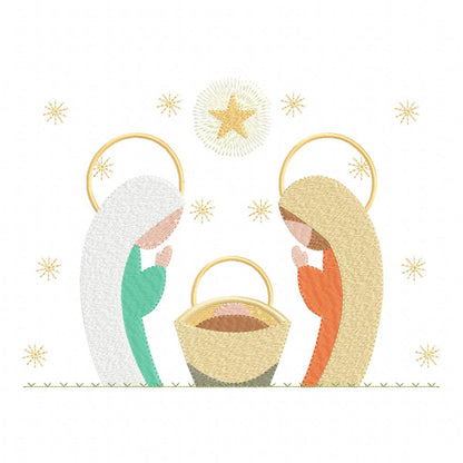 Christmas Nativity Jesus, Mary and Joseph - Fill Stitch - Machine Embroidery Design