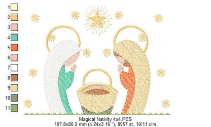 Christmas Nativity Jesus, Mary and Joseph - Fill Stitch - Machine Embroidery Design