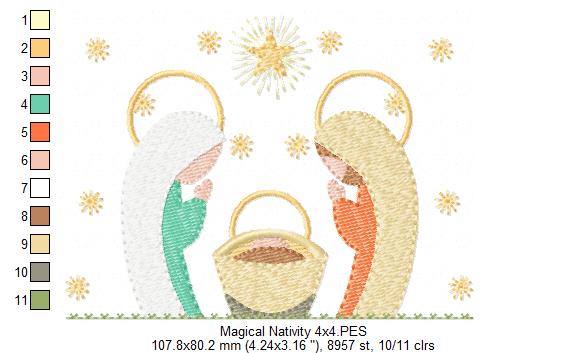 Christmas Nativity Jesus, Mary and Joseph - Fill Stitch - Machine Embroidery Design