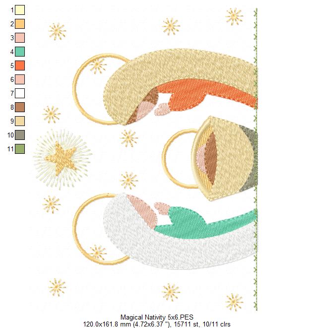 Christmas Nativity Jesus, Mary and Joseph - Fill Stitch - Machine Embroidery Design