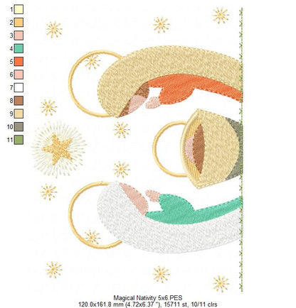 Christmas Nativity Jesus, Mary and Joseph - Fill Stitch - Machine Embroidery Design