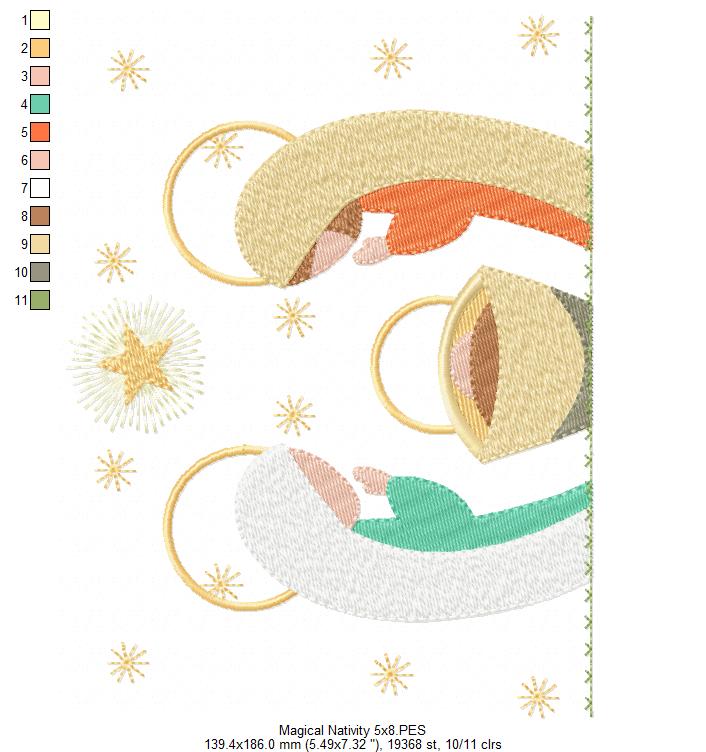 Christmas Nativity Jesus, Mary and Joseph - Fill Stitch - Machine Embroidery Design