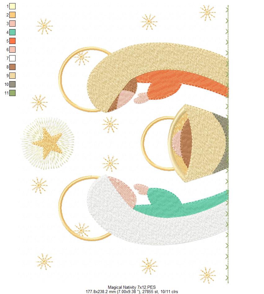 Christmas Nativity Jesus, Mary and Joseph - Fill Stitch - Machine Embroidery Design