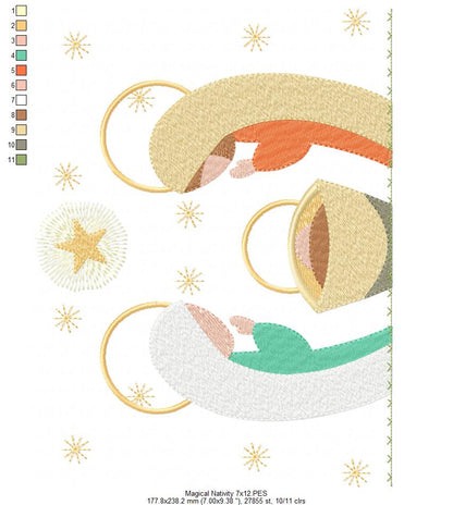 Christmas Nativity Jesus, Mary and Joseph - Fill Stitch - Machine Embroidery Design