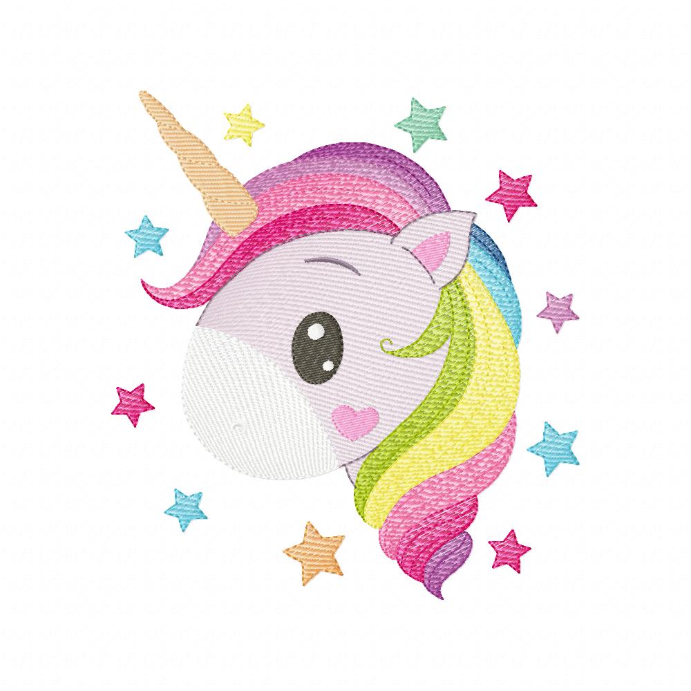 Magical Unicorn Face - Rippled Stitch - Machine Embroidery Design
