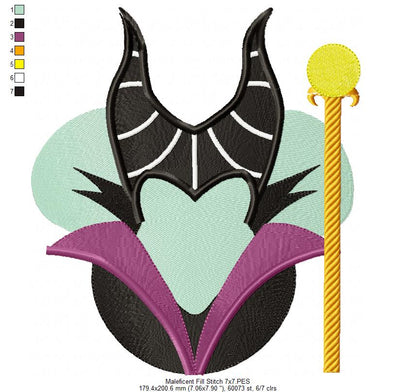Maleficent - Fill Stitch - Machine Embroidery Design