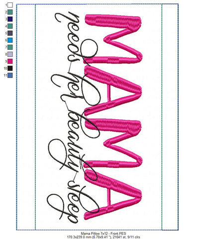 Mamma Pillow - ITH Project - Machine Embroidery Design