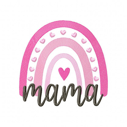 Mama Rainbow and Hearts - Rippled Stitch - Machine Embroidery Design