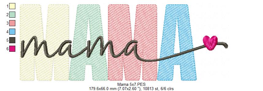 Mama - Sketch Stitch - Machine Embroidery Design