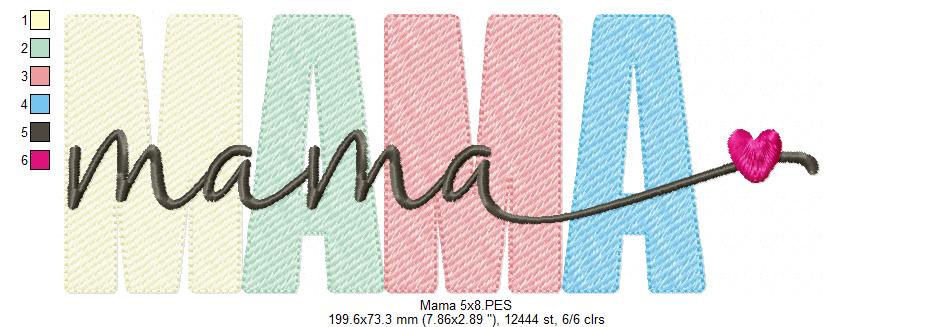Mama - Sketch Stitch - Machine Embroidery Design