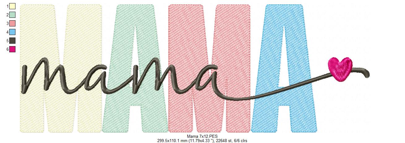 Mama - Sketch Stitch - Machine Embroidery Design