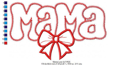 Valentines Mama - Applique - Machine Embroidery Design