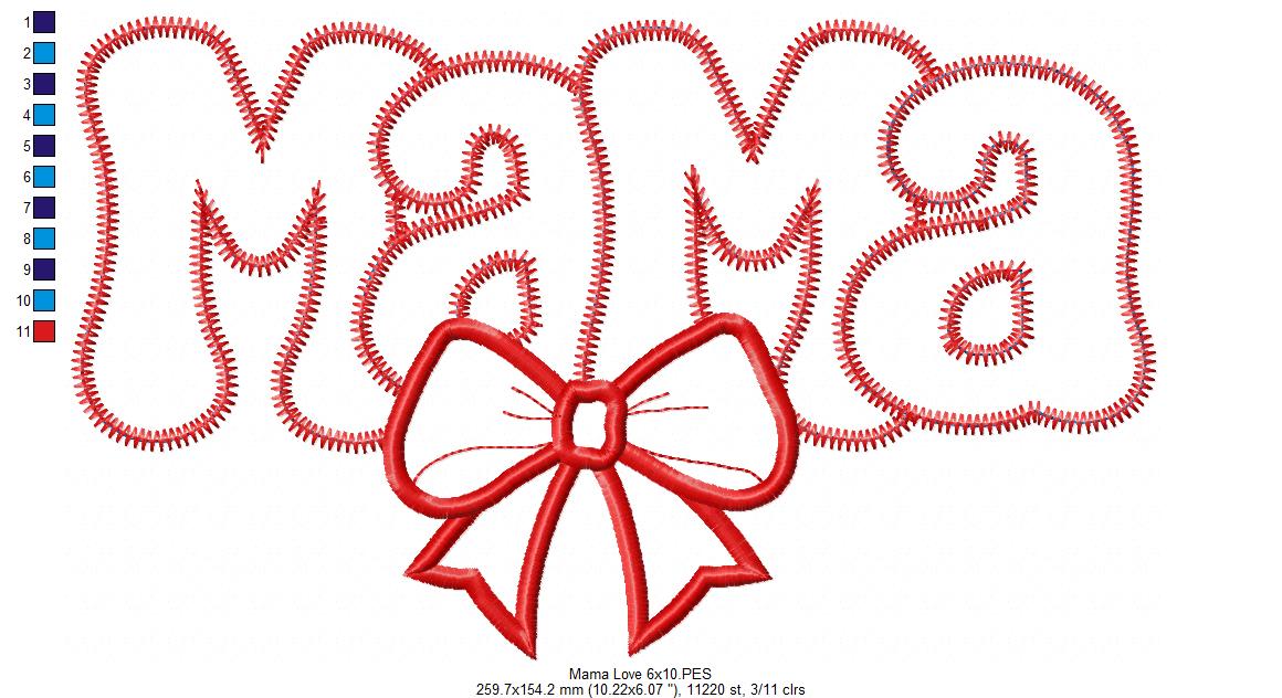 Valentines Mama - Applique - Machine Embroidery Design