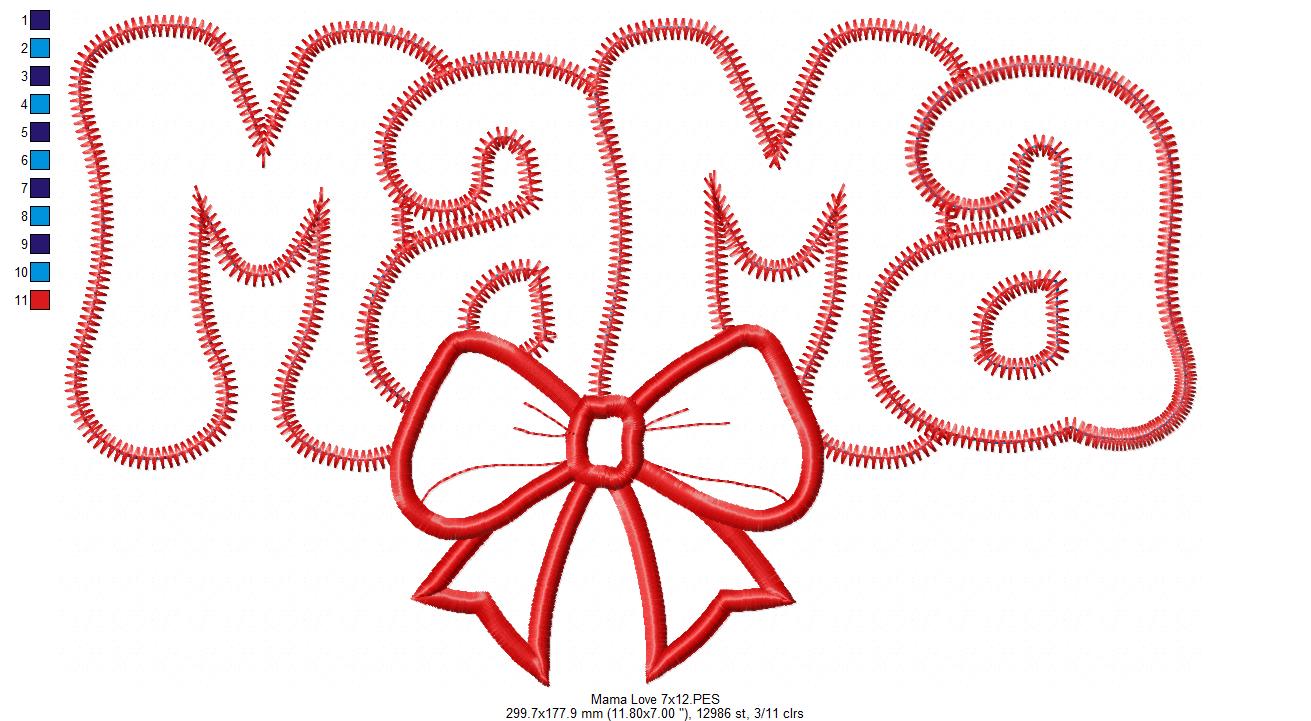 Valentines Mama - Applique - Machine Embroidery Design