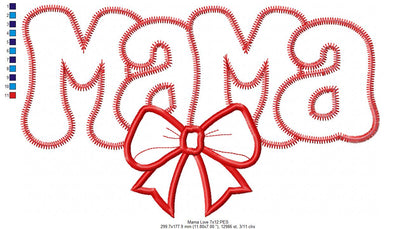 Valentines Mama - Applique - Machine Embroidery Design