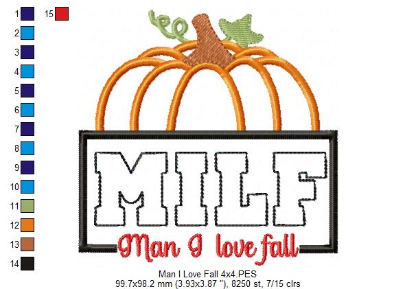Pumpkin Man I Love Fall - Applique Embroidery