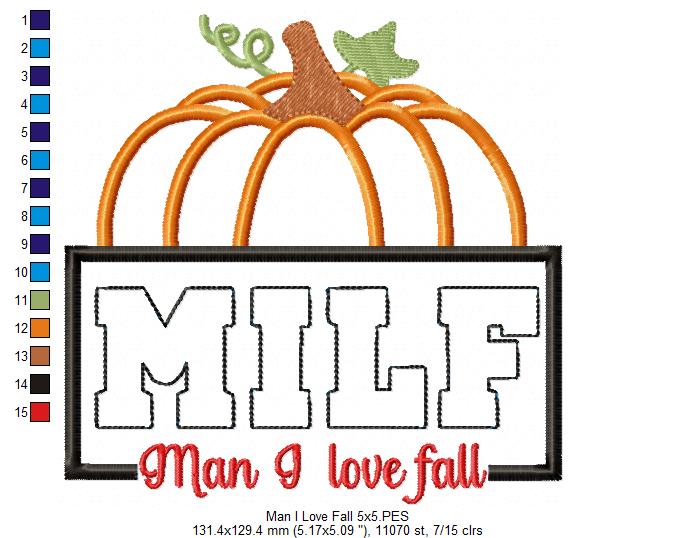 Pumpkin Man I Love Fall - Applique Embroidery