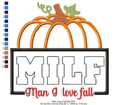 Pumpkin Man I Love Fall - Applique Embroidery