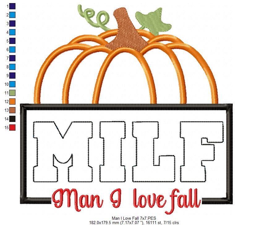 Pumpkin Man I Love Fall - Applique Embroidery