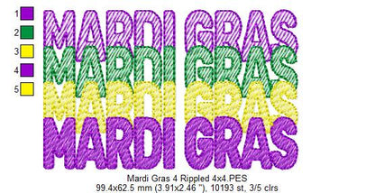 Four Times Mardi Gras 🎭 - Sketch Stitch - Machine Embroidery Design