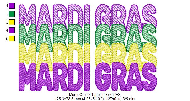 Mardi Gras - Rippled Stitch - Machine Embroidery Design