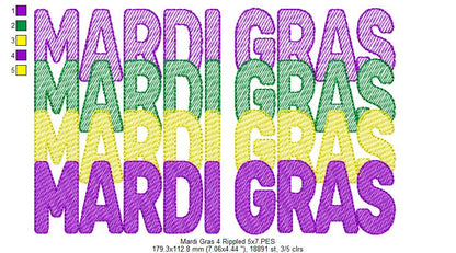 Four Times Mardi Gras 🎭 - Sketch Stitch - Machine Embroidery Design