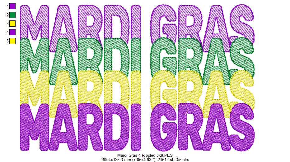 Four Times Mardi Gras 🎭 - Sketch Stitch - Machine Embroidery Design