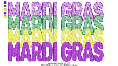 Four Times Mardi Gras 🎭 - Sketch Stitch - Machine Embroidery Design