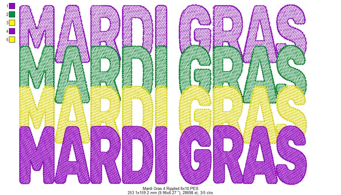 Four Times Mardi Gras 🎭 - Sketch Stitch - Machine Embroidery Design