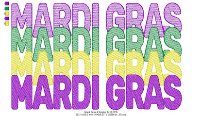 Four Times Mardi Gras 🎭 - Sketch Stitch - Machine Embroidery Design