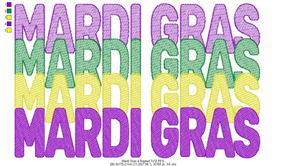 Four Times Mardi Gras 🎭 - Sketch Stitch - Machine Embroidery Design