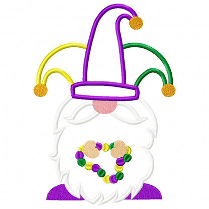 Mardi Gras Gnome Beads - Applique - Machine Embroidery Design