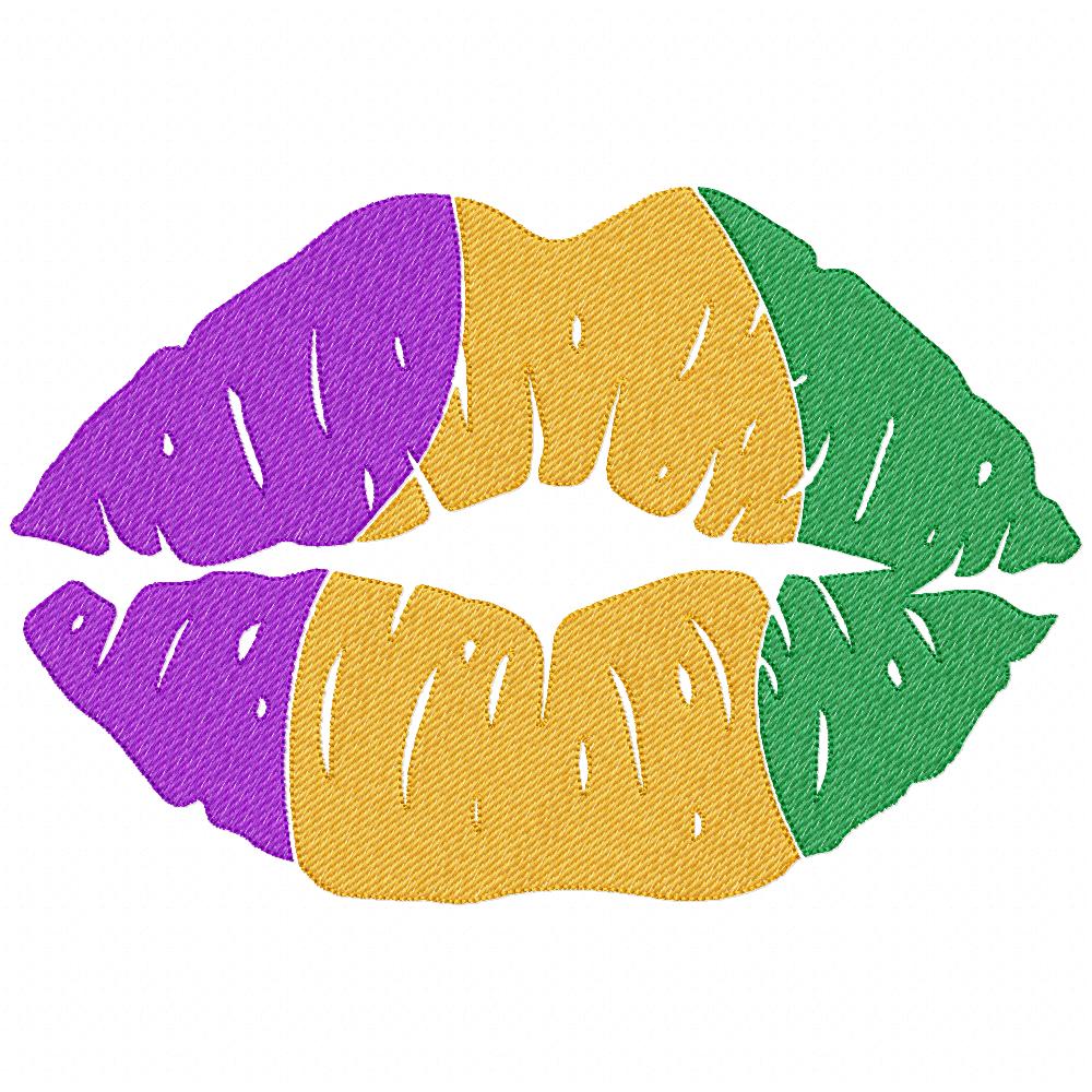 Mardi Gras Kiss - Rippled Stitch - Machine Embroidery Design