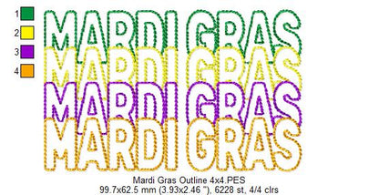Mardi Gras - Bean Stitch - Machine Embroidery Design