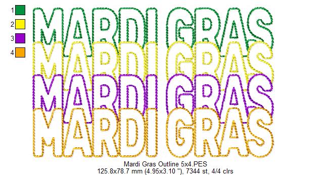 Mardi Gras - Bean Stitch - Machine Embroidery Design