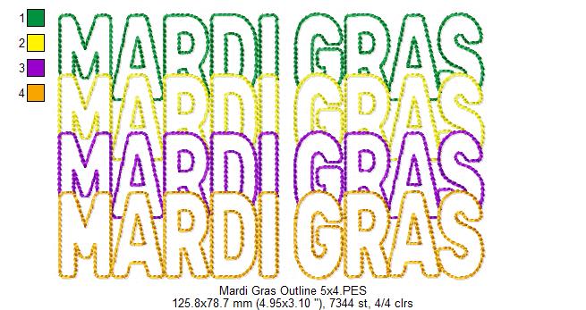 Mardi Gras - Bean Stitch - Machine Embroidery Design
