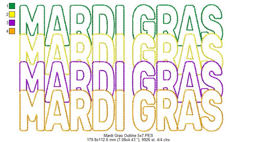 Mardi Gras - Bean Stitch - Machine Embroidery Design