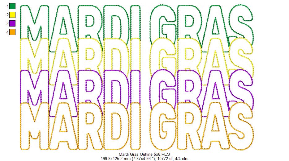 Mardi Gras - Bean Stitch - Machine Embroidery Design