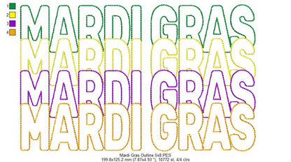Mardi Gras - Bean Stitch - Machine Embroidery Design