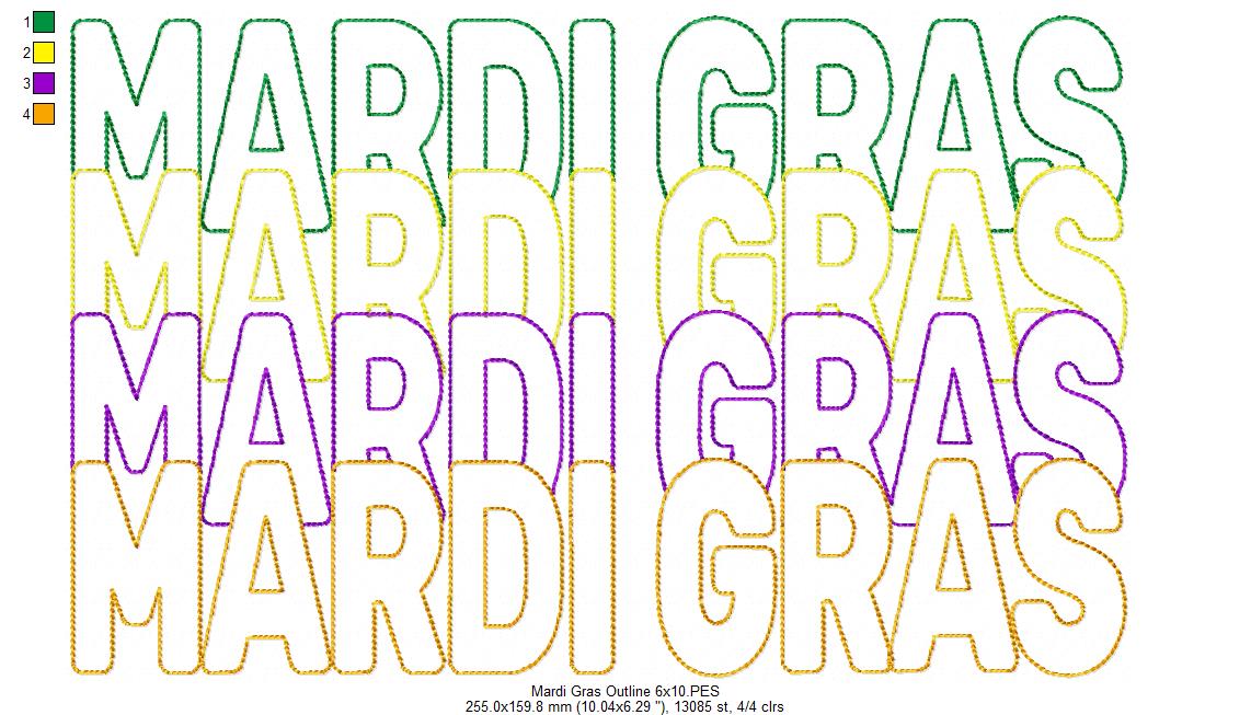 Mardi Gras - Bean Stitch - Machine Embroidery Design