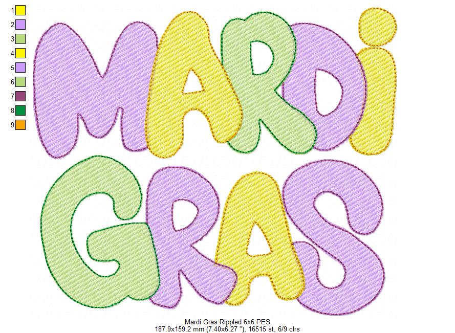 Mardi Gras - Rippled Stitch - Machine Embroidery Design