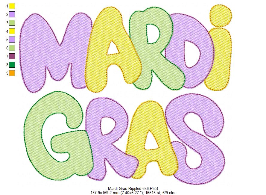 Mardi Gras - Rippled Stitch - Machine Embroidery Design